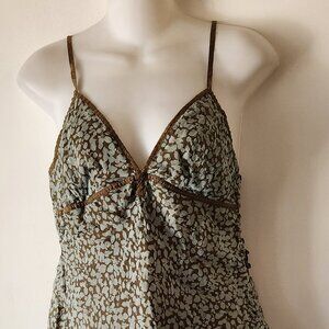 Abercrombie & Fitch cami sz M blue brown silk GUC